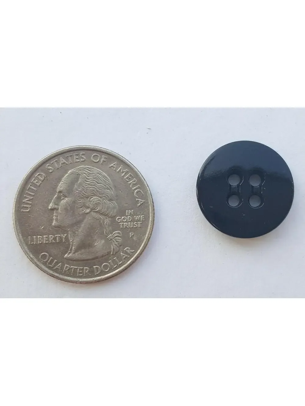 Jet Black Buttons, 4 Hole Sewing/Crafts Buttons 15mm - 24 Pieces (043)